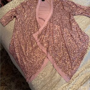 Karen Kane Blush Sequin Cardigan